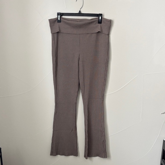 Wild Fable Ribbed Taupe Flare Pants - Picture 1 of 3
